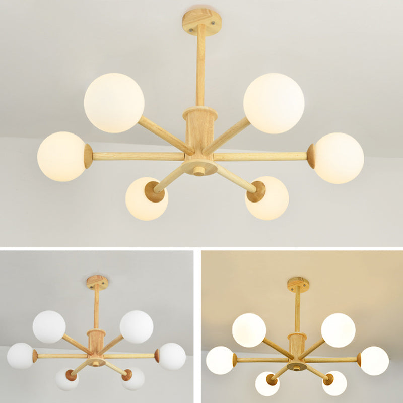 Moderner Globe Kronleuchter-Leuchten mehrköpfiger beige Kronleuchter Anhängerlampe für Restaurant