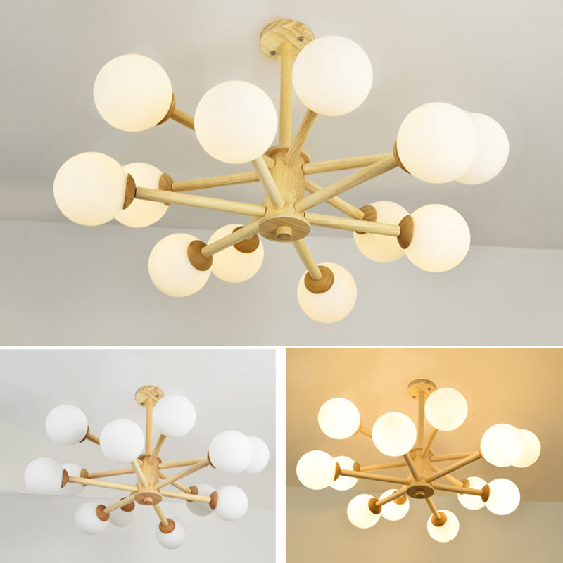 Moderner Globe Kronleuchter-Leuchten mehrköpfiger beige Kronleuchter Anhängerlampe für Restaurant