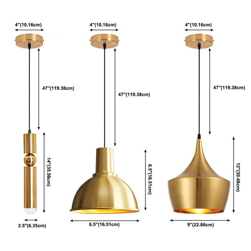 Goldene 1 Kopfdecke Anhänger Lampe postmoderne Metall Deckenleuchte für Esszimmer Schlafzimmer