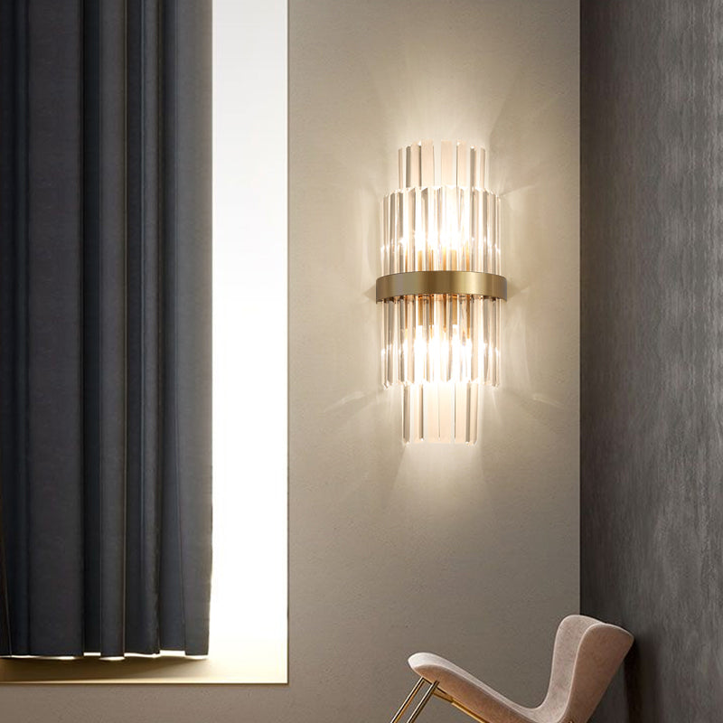 Postmodern Wall Mounted Light Fixture 2 Heads Sconce Light with Clear Crystal Shade