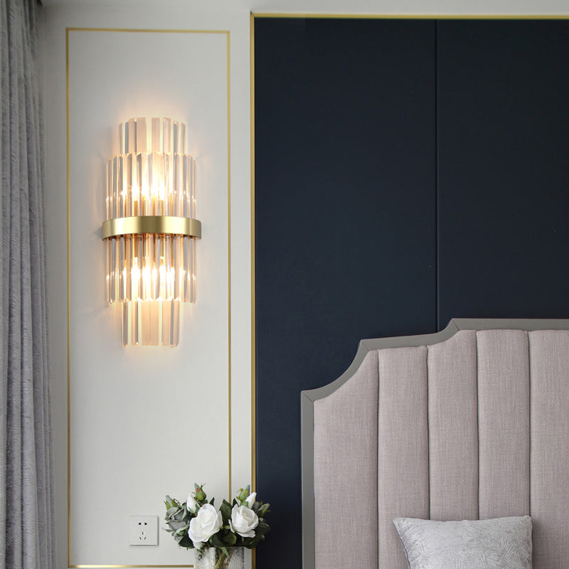 Lampada a parete postmoderna a parete 2 heele lampade con un ombra di cristallo chiaro
