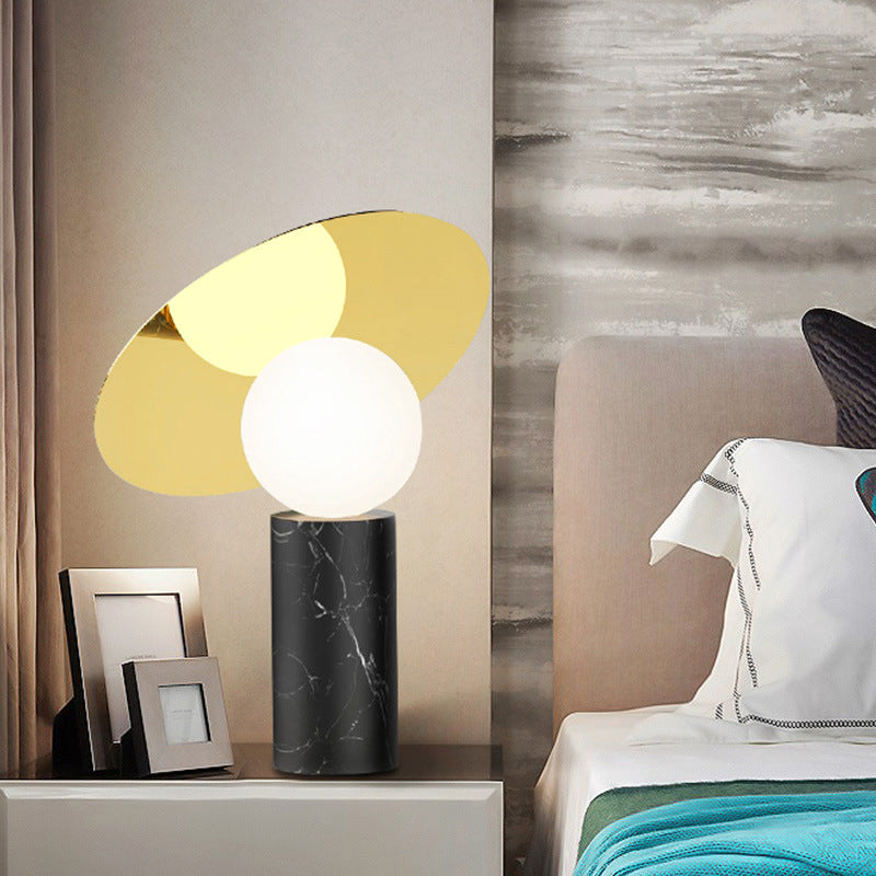 Nuits rondes en métal et lampe de style simplicité Lumière avec base en marbre