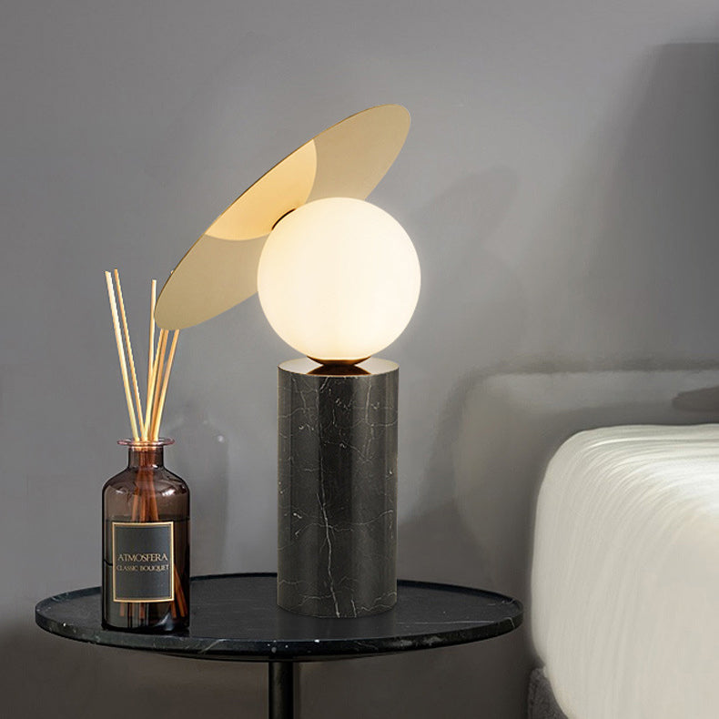 Nuits rondes en métal et lampe de style simplicité Lumière avec base en marbre
