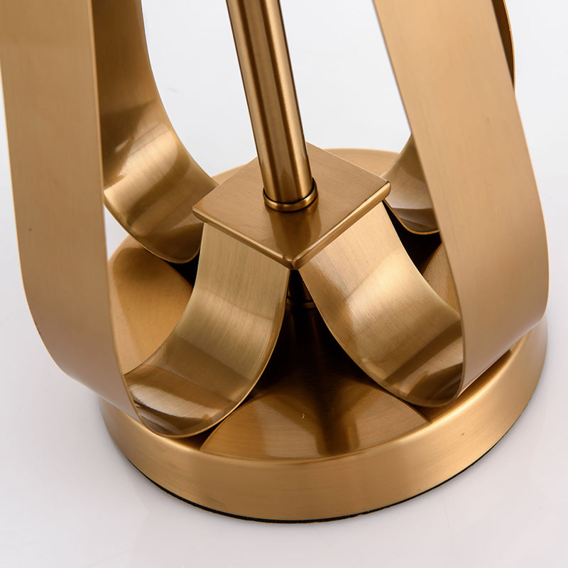 Goldene trommelförmige Tischlampe zeitgenössischer Metallnächte und Lampe für Schlafzimmer