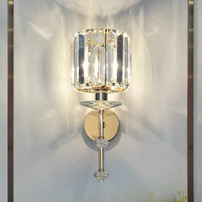 Cylinder/Cone Crystal Sconce Light Postmodern Wall Mounted Light Fixture