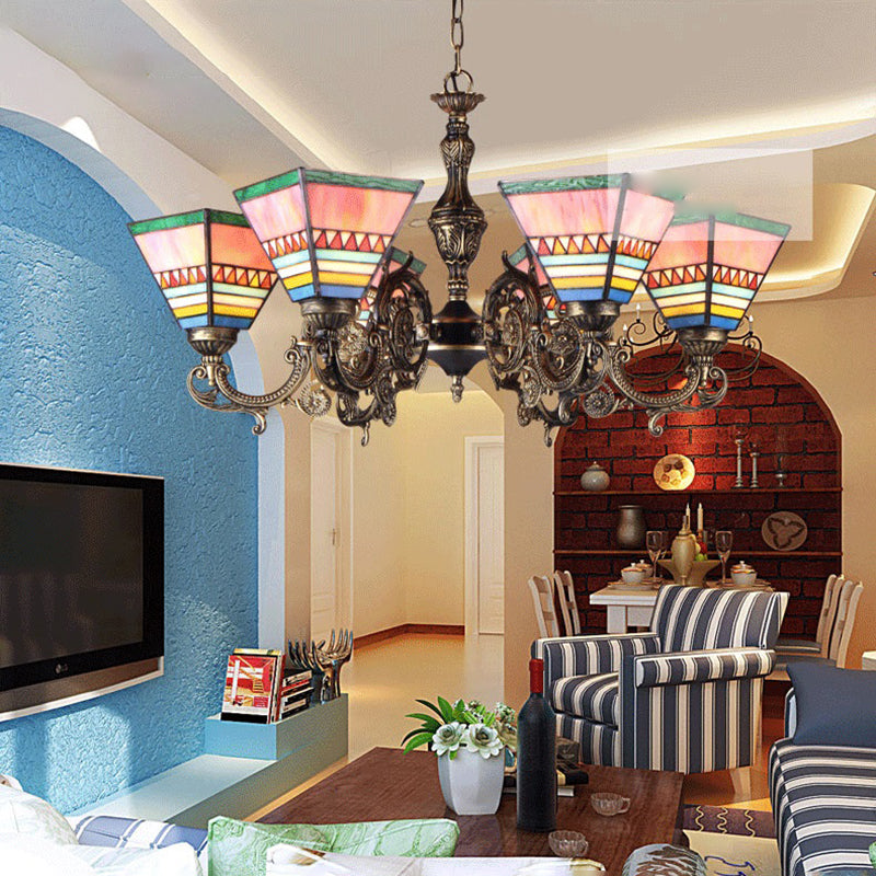 Costeo de techo de forma de bocina Candelera de vidrieras victoriana de estilo tiffany para hotel