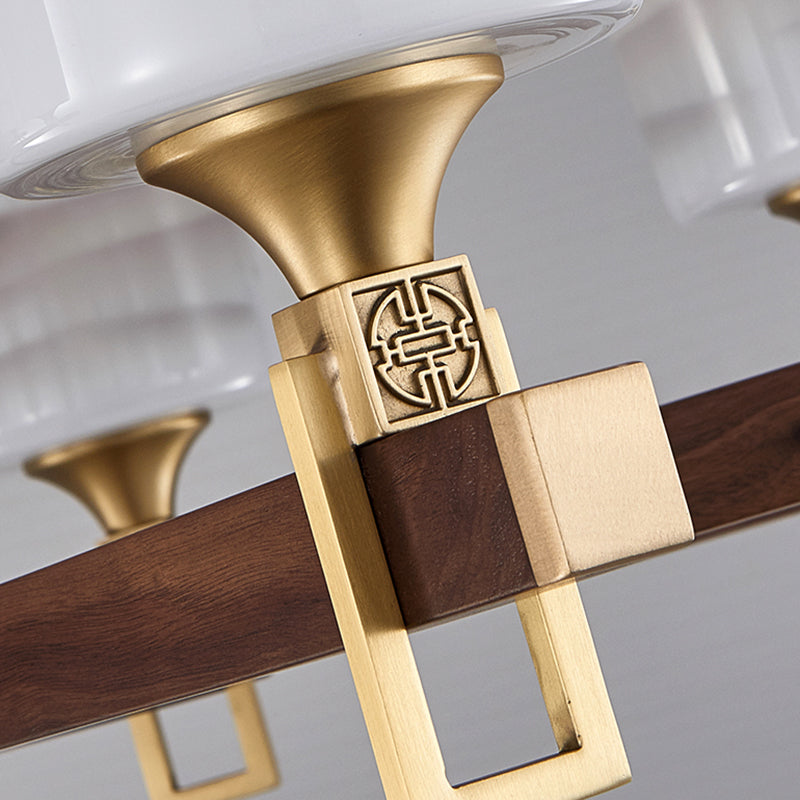 Cylinder Chandelier Light Fixtures Modern Multi-Head Brown Chandelier Pendant Lamp with Glass Shade