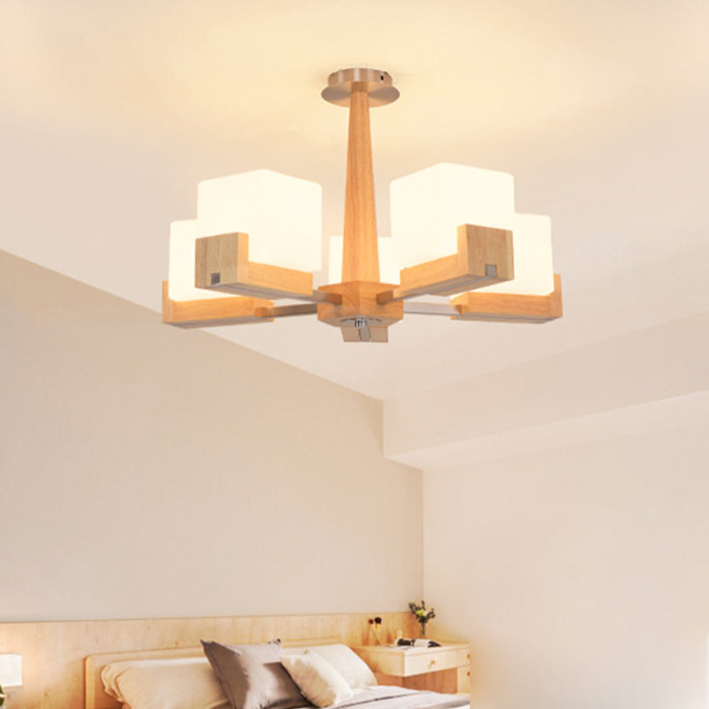 Quadratische Kronleuchterleuchte moderne weiße GlaSpendant Beleuchtung für das Restaurant