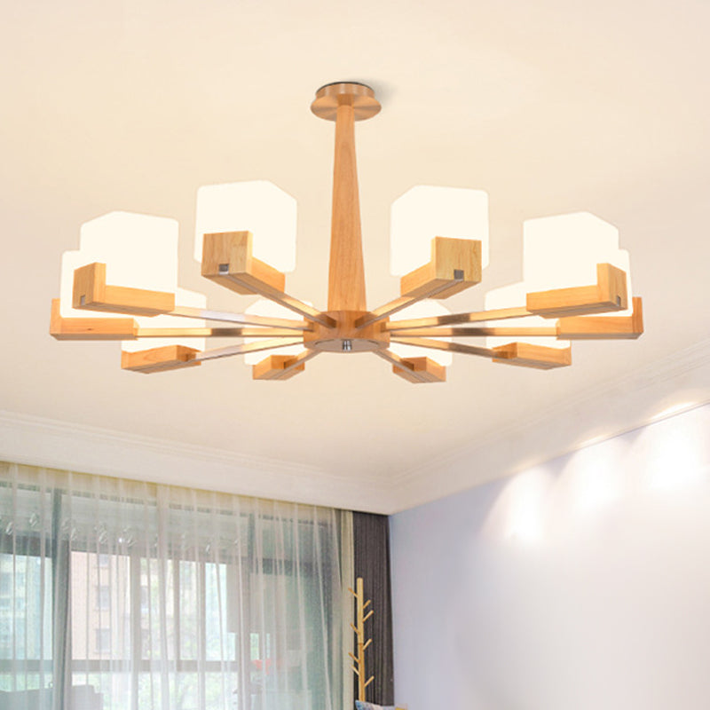 Quadratische Kronleuchterleuchte moderne weiße GlaSpendant Beleuchtung für das Restaurant