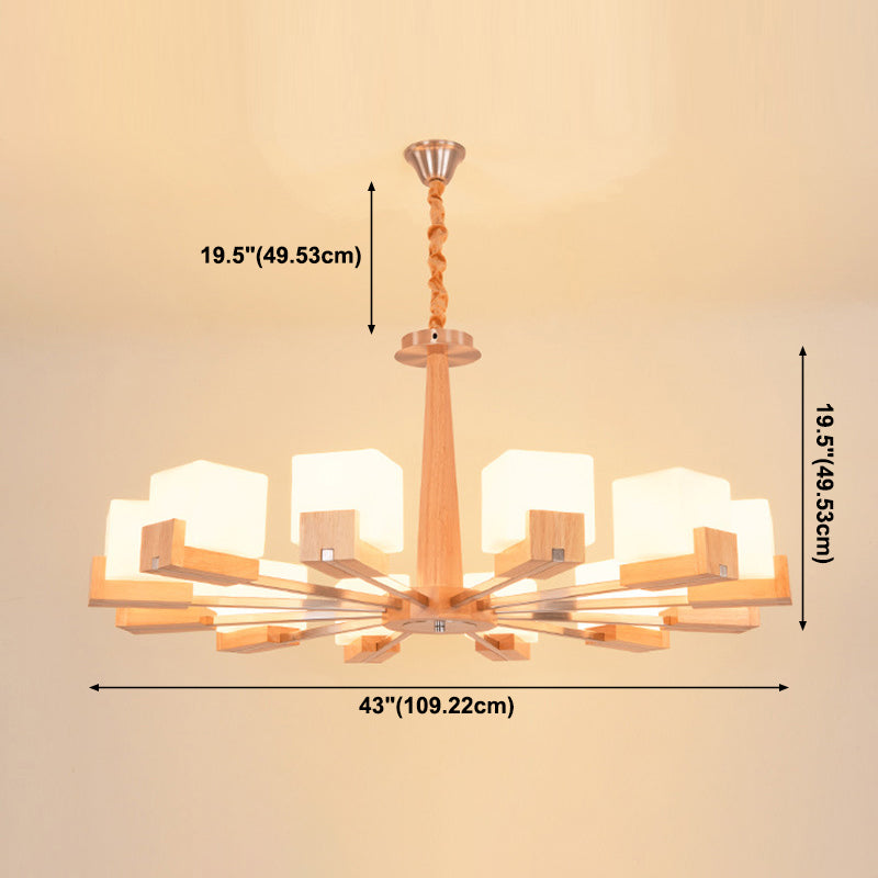 Quadratische Kronleuchterleuchte moderne weiße GlaSpendant Beleuchtung für das Restaurant