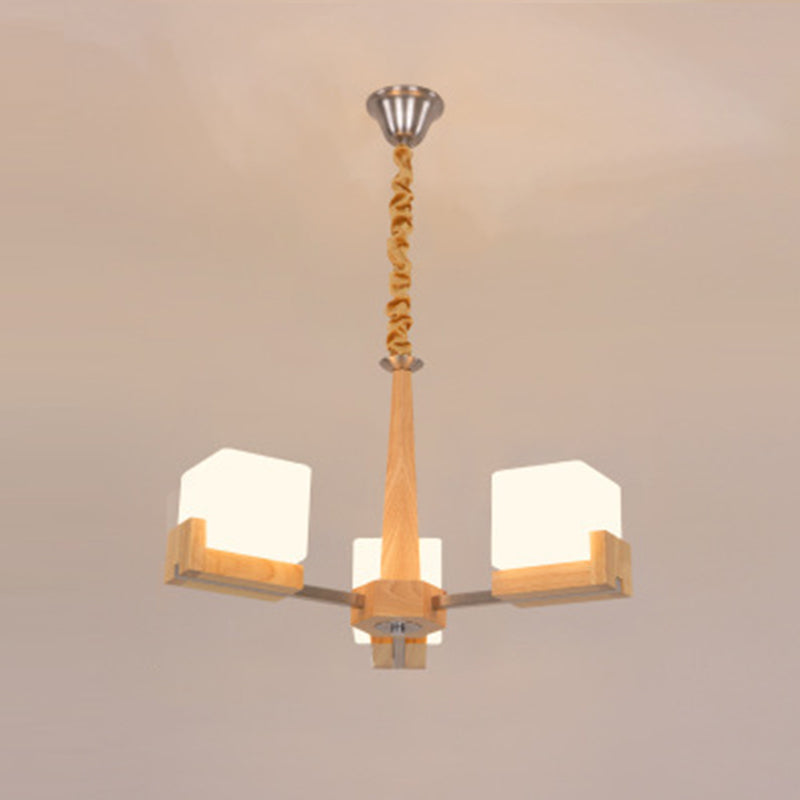 Quadratische Kronleuchterleuchte moderne weiße GlaSpendant Beleuchtung für das Restaurant