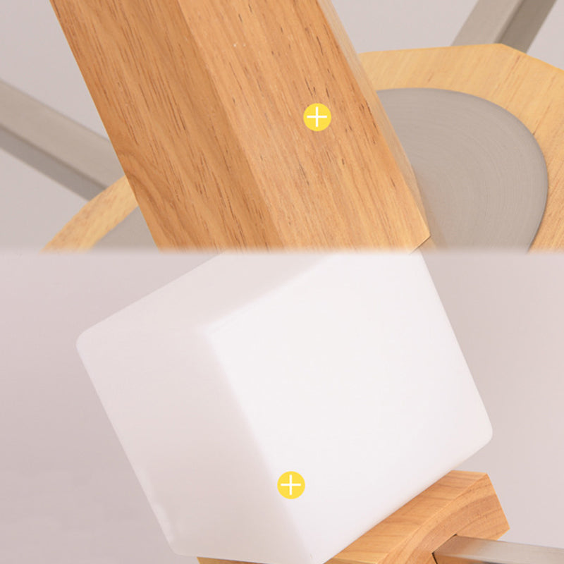 Square Chandelier Light Fixture Modern White GlassPendant Lighting for Restaurant