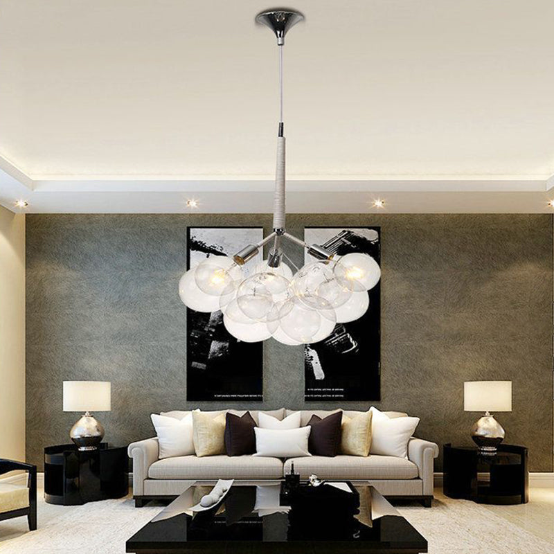 Globe Chandelier Light Fixture Modern Clear Glass Pendant Lighting for Restaurant