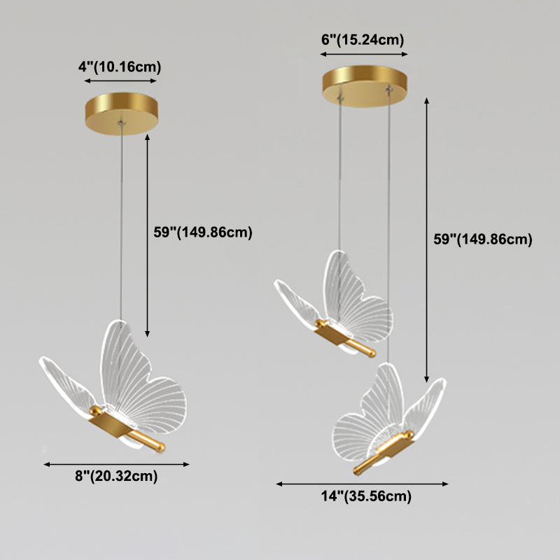 Nordic Style Butterfly Deckenhängung Lampe Metall LED Schlafzimmer Hanging Deckenleuchte
