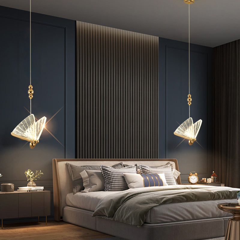 EinfachheitslED hängende hängende helle goldene Schmetterlingslampen -Lampe mit Acrylschatten