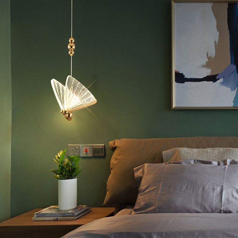 EinfachheitslED hängende hängende helle goldene Schmetterlingslampen -Lampe mit Acrylschatten