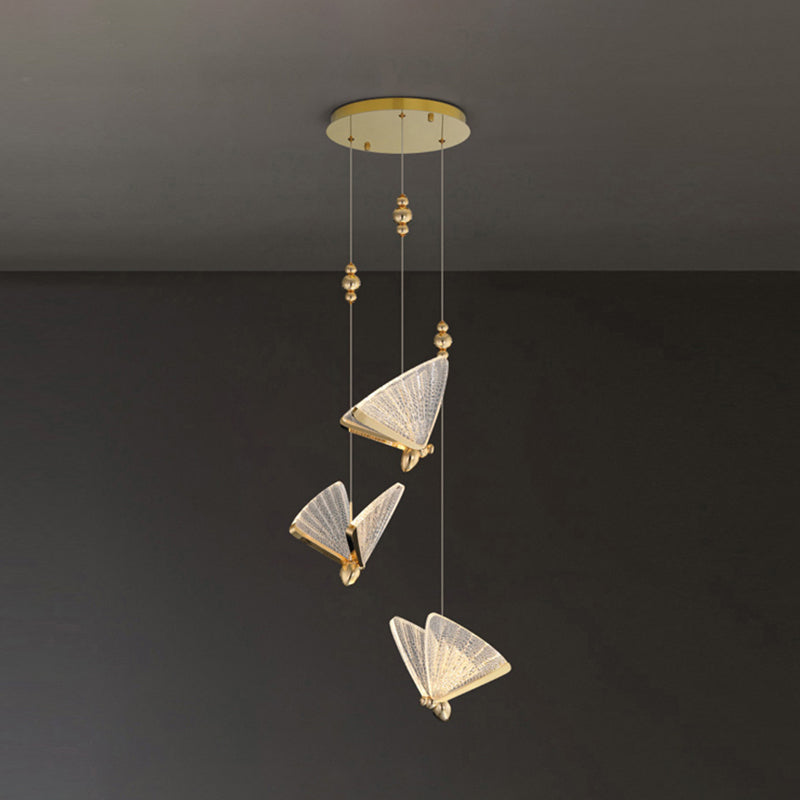 EinfachheitslED hängende hängende helle goldene Schmetterlingslampen -Lampe mit Acrylschatten