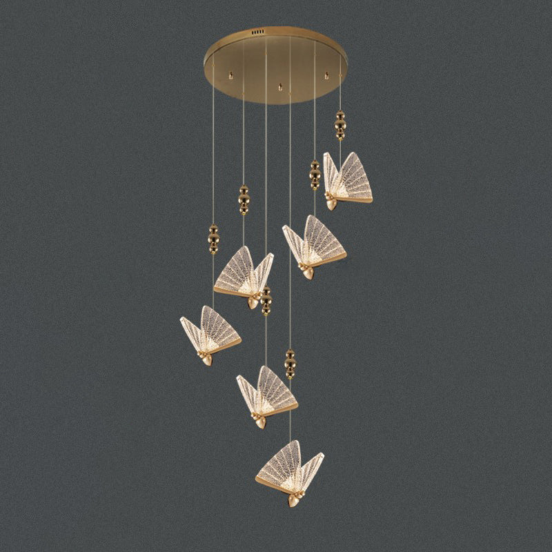 LED -Schlafzimmer Hanging Light Kit Nordic Clear Anhänger Lichtkit mit Schmetterling Acrylschatten