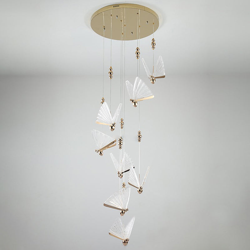 LED -Schlafzimmer Hanging Light Kit Nordic Clear Anhänger Lichtkit mit Schmetterling Acrylschatten