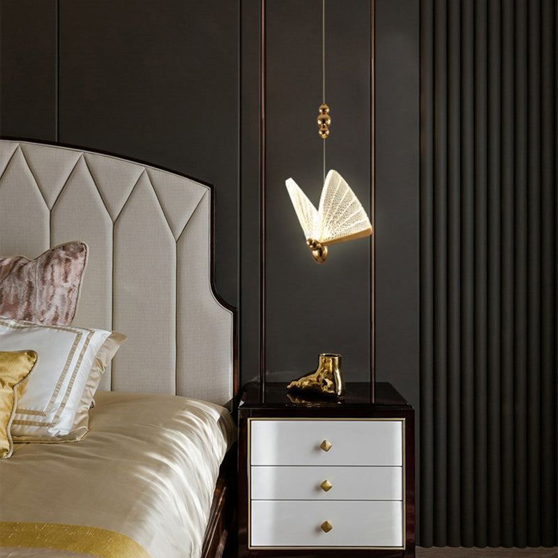 LED -Schlafzimmer Hanging Light Kit Nordic Clear Anhänger Lichtkit mit Schmetterling Acrylschatten