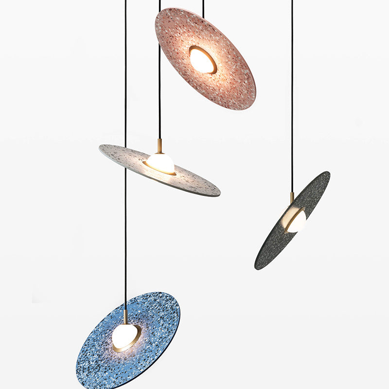 Modern Style Pendant Lighting Fixture Circle Pendant Ceiling Light with Stone Shade