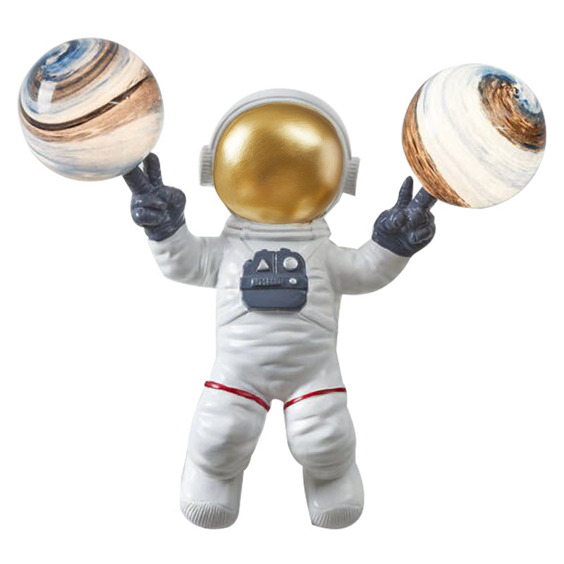 Pianeta in vetro soffiato e astronauta Light Kids Style Style a 2 teste Apparecchiatura da parete