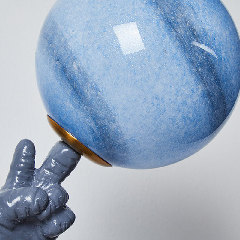 Pianeta in vetro soffiato e astronauta Light Kids Style Style a 2 teste Apparecchiatura da parete