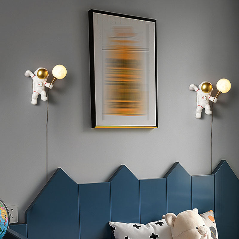 Astronaut Wandleuchten Beleuchtung Kinder Harz 1 Licht Schlafzimmer Wandleuchte mit Ballschatten