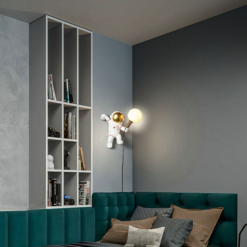 Astronaut Wandleuchten Beleuchtung Kinder Harz 1 Licht Schlafzimmer Wandleuchte mit Ballschatten