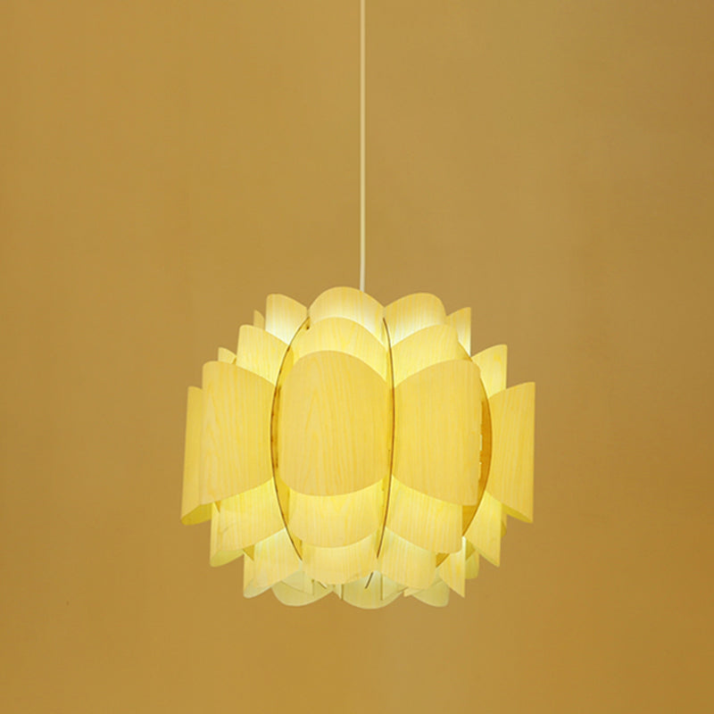 Giapponese 1 testa giù illuminazione beige lanterna sospeso il soffitto con tonalità in legno