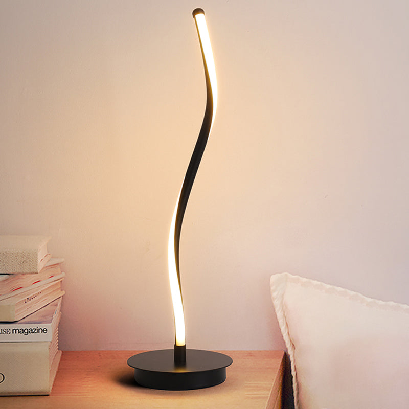 LED Curved Task Light Modernism Acrylic Night Table Lamp in White/Black for Living Room