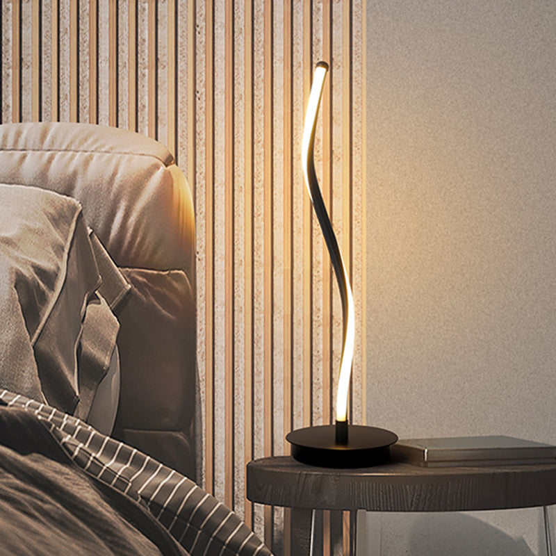 LED Curved Task Light Modernism Acrylic Night Table Lamp in White/Black for Living Room