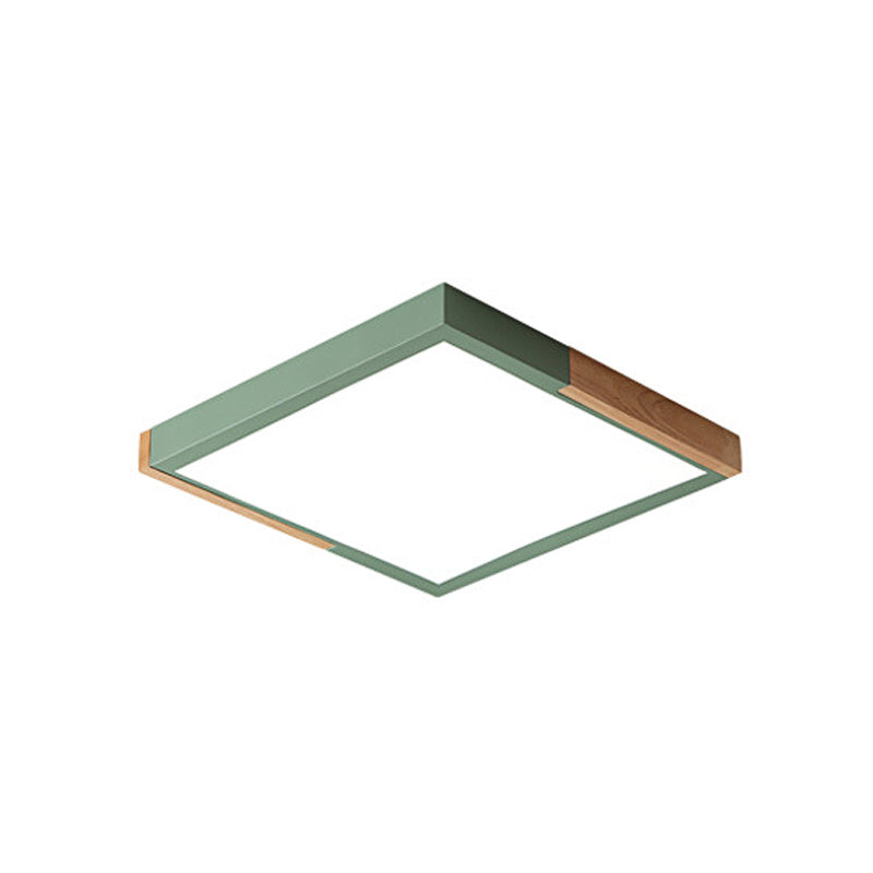 Gesplitst vierkant inbouwlicht Scandinavisch metaal Groen/wit/zwart-hout LED-plafondverlichting in wit/warm/3 kleuren licht, 16"/19,5" breed