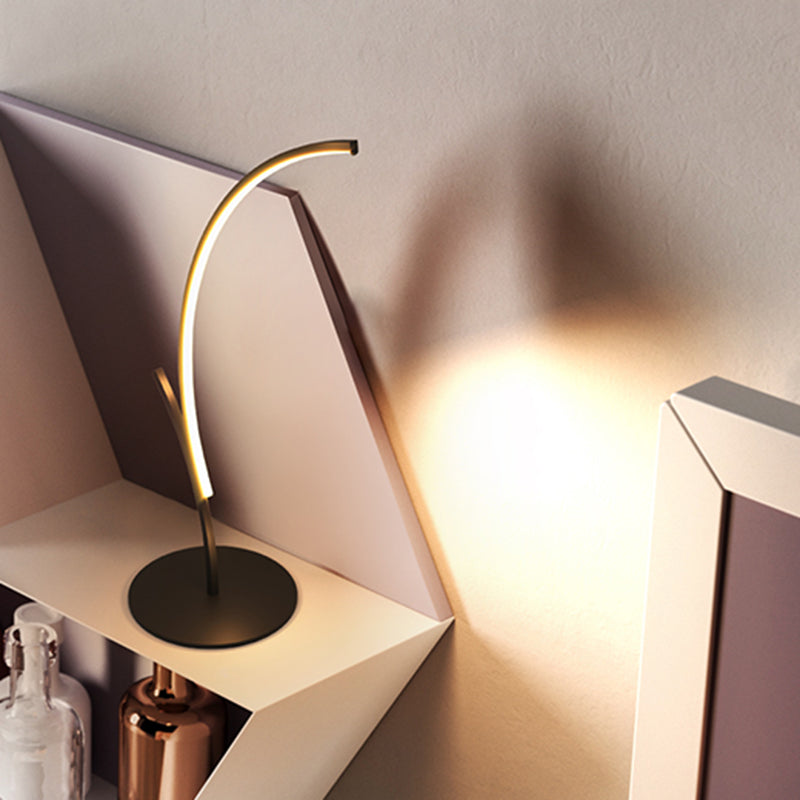 Contemporary Curvy Reading Book Light Acrylic LED Night Table Lamp in Black for Bedside