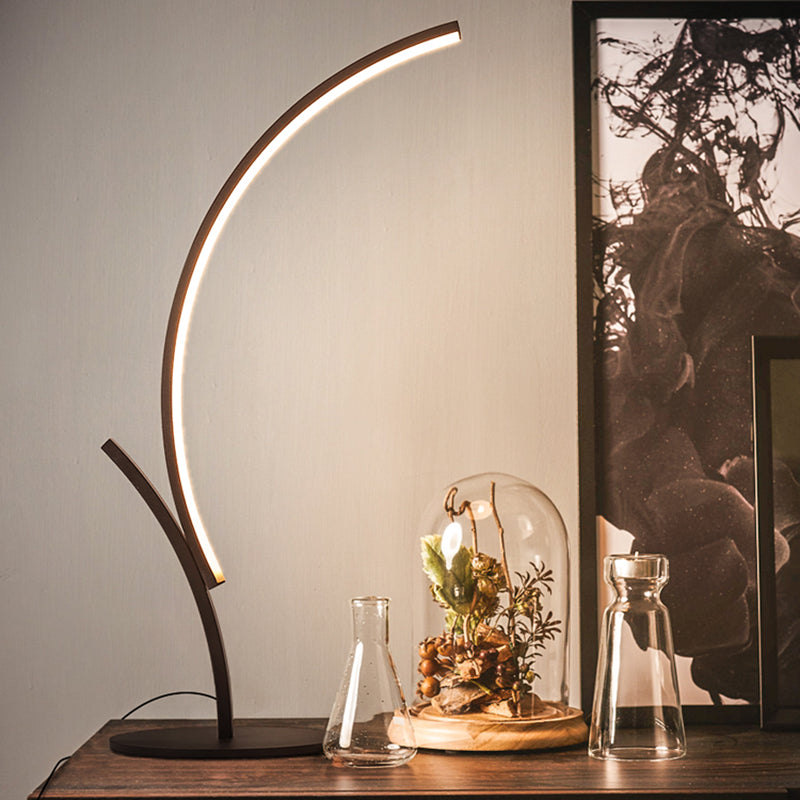 Contemporary Curvy Reading Book Light Acrylic LED Night Table Lamp in Black for Bedside