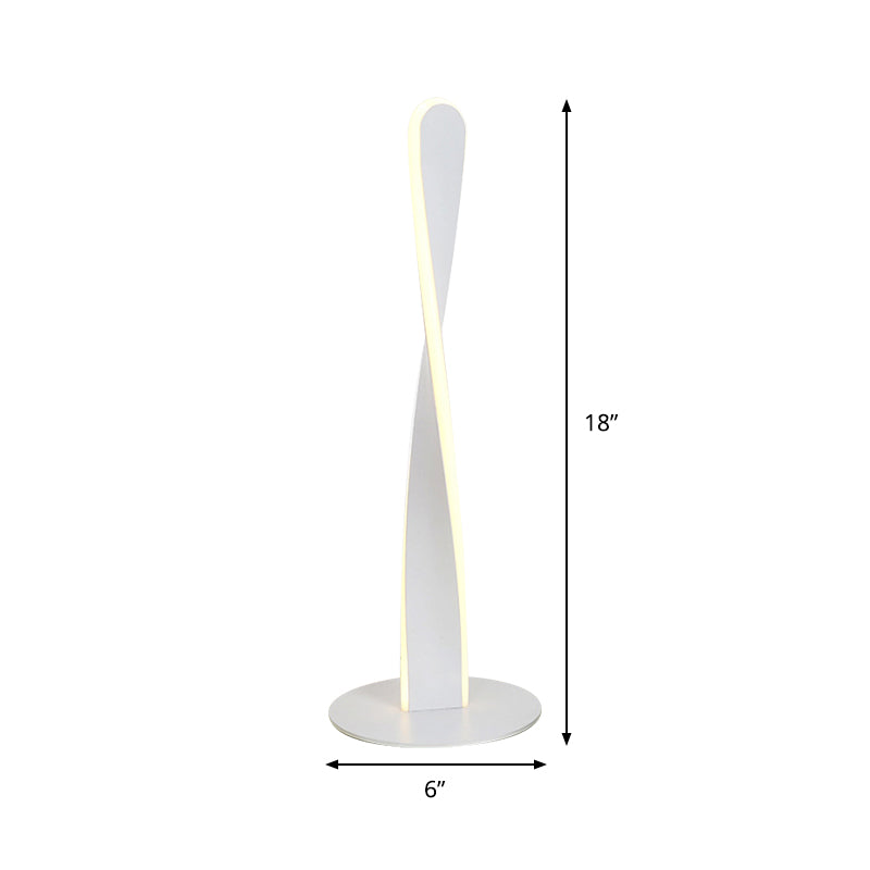White Spiral Reading Book Light Modernist LED Acrylic Small Desk Lamp for Bedroom