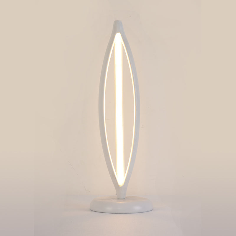 Minimalist LED Task Lighting White/Black Oblong Night Table Lamp with Acrylic Shade, White/Warm Light