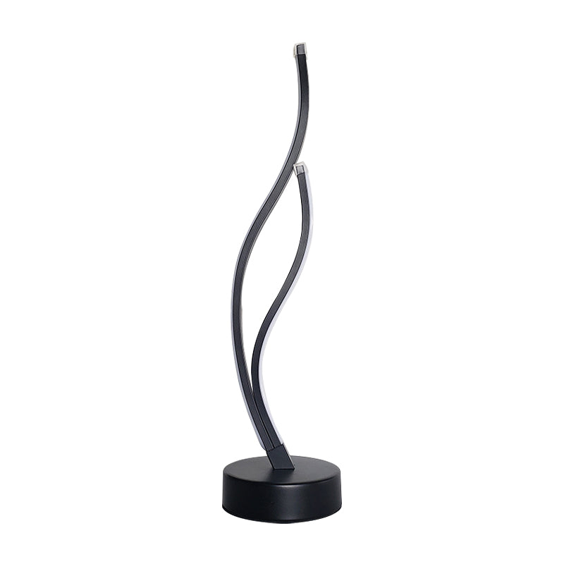 LED Living Room Desk Light Modernist Black/White Task Lighting with Curved Acrylic Shade