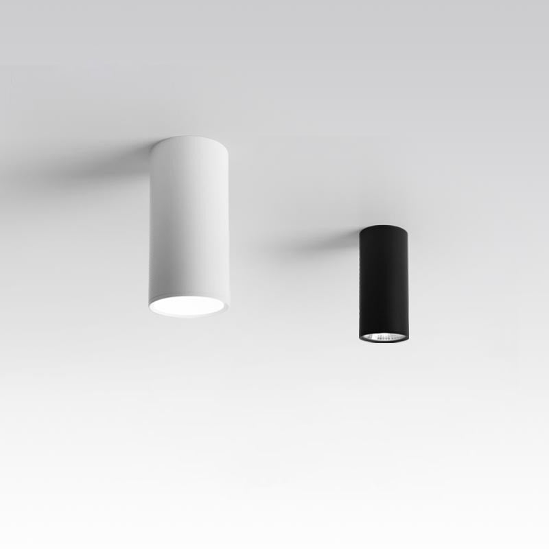 Plafonnier LED en aluminium de style concis et moderne, montage encastré cylindrique pour lieu commercial
