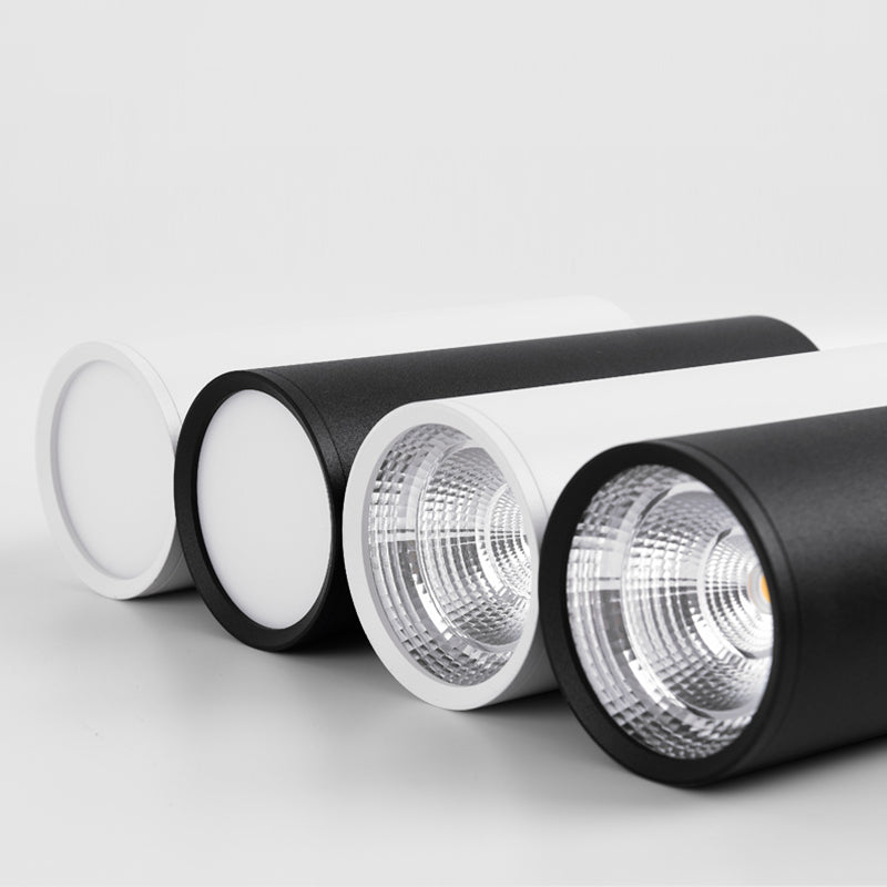 Plafonnier LED en aluminium de style concis et moderne, montage encastré cylindrique pour lieu commercial