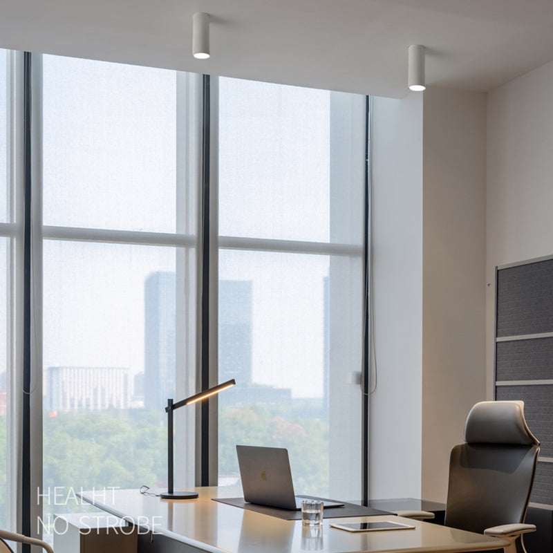 Plafonnier LED en aluminium de style concis et moderne, montage encastré cylindrique pour lieu commercial