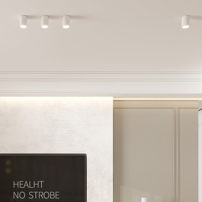 Plafonnier LED en aluminium de style concis et moderne, montage encastré cylindrique pour lieu commercial