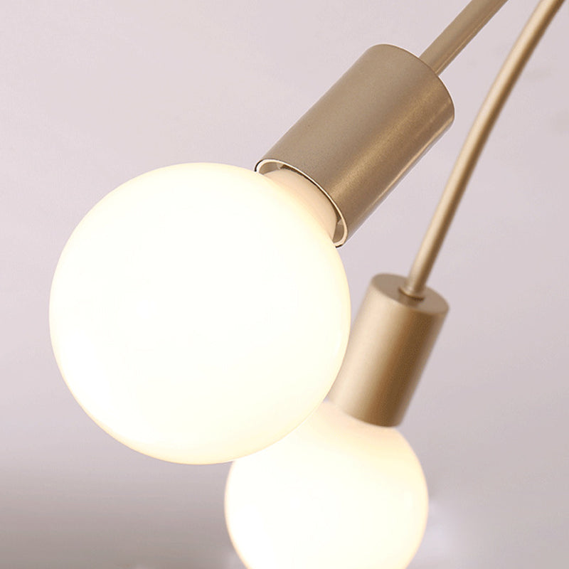 Gold Sputnik Semi Flush Mount in Industrial Creative Style Wrought Iron Ceiling Fixture