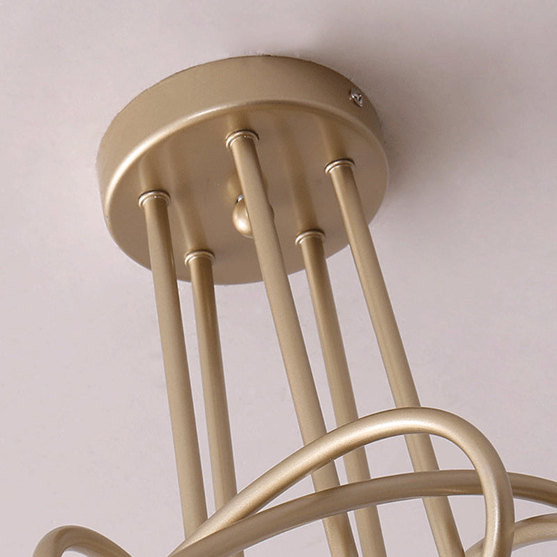 Gold Sputnik Semi Flush Mount in Industrial Creative Style Wrought Iron Ceiling Fixture