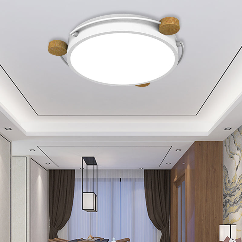 Plafonnier nordique orbital fin en fer pour chambre à coucher, 16/19.5/23.5 pouces de large, lampe LED encastrée en vert/gris/blanc-bois