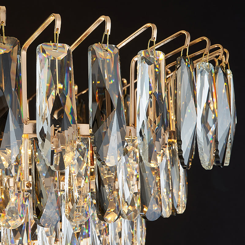 Contemporary Kitchen Island Lighting Oval Chandelier Lighting Fixtures with Crystal Shade