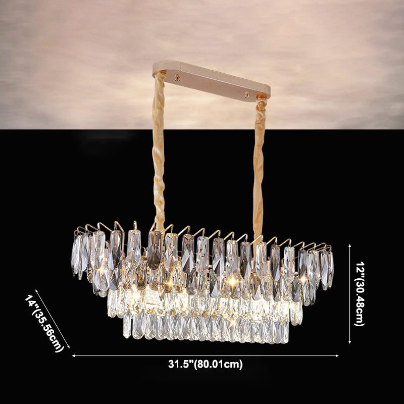 Contemporary Kitchen Island Lighting Oval Chandelier Lighting Fixtures with Crystal Shade