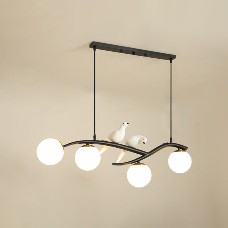 Glass Globe Island Light in Modern Luxury Style Lacquered Iron Pendant Light for Dining Room