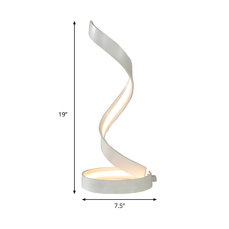 LED Living Room Desk Lamp Modernist White Task Lighting with Twisted Acrylic Shade