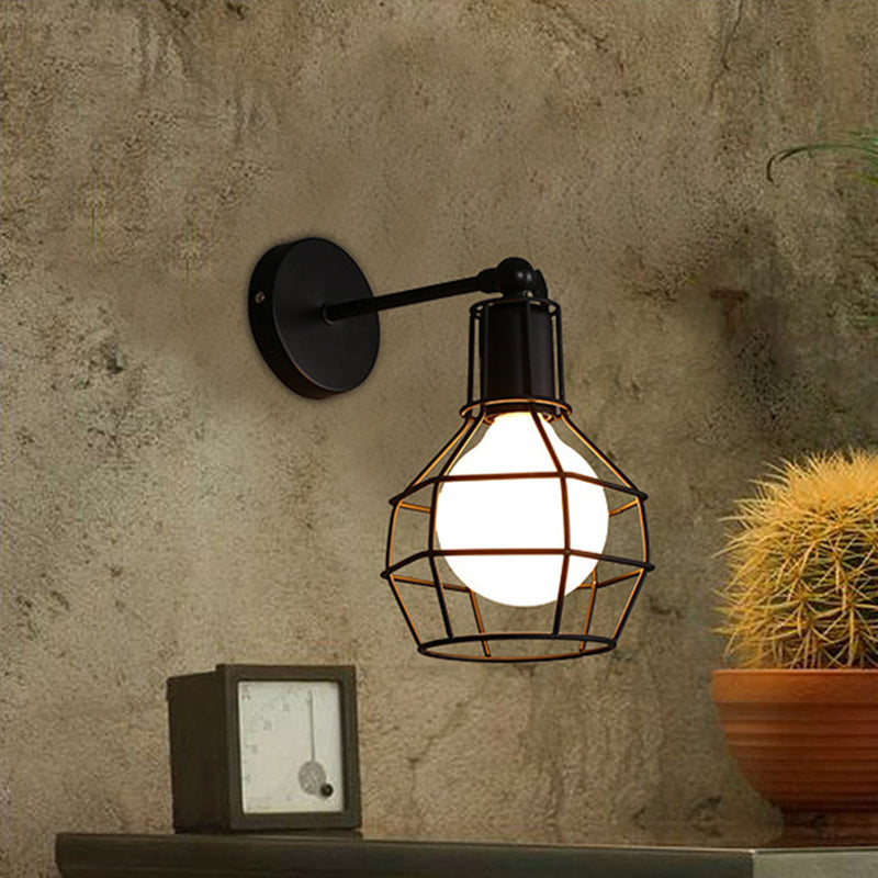 Käfig Wandleuchte industrielle Wandleuchten Metall 1 Leichte Leuchten in Schwarz